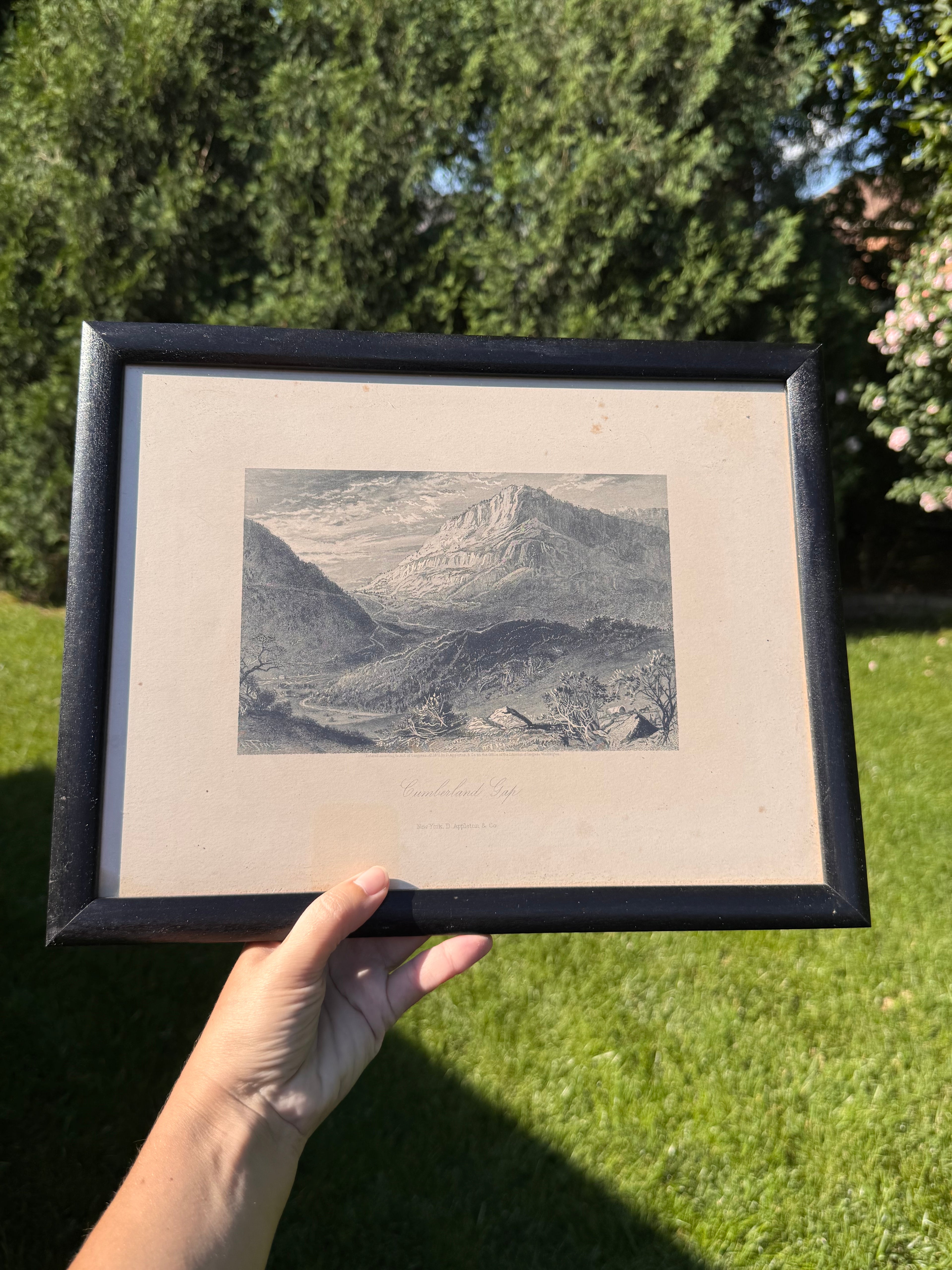Antique Cumberland Gap Steel Engraving | Harry Fenn | Picturesque America | Professionally Framed Landscape