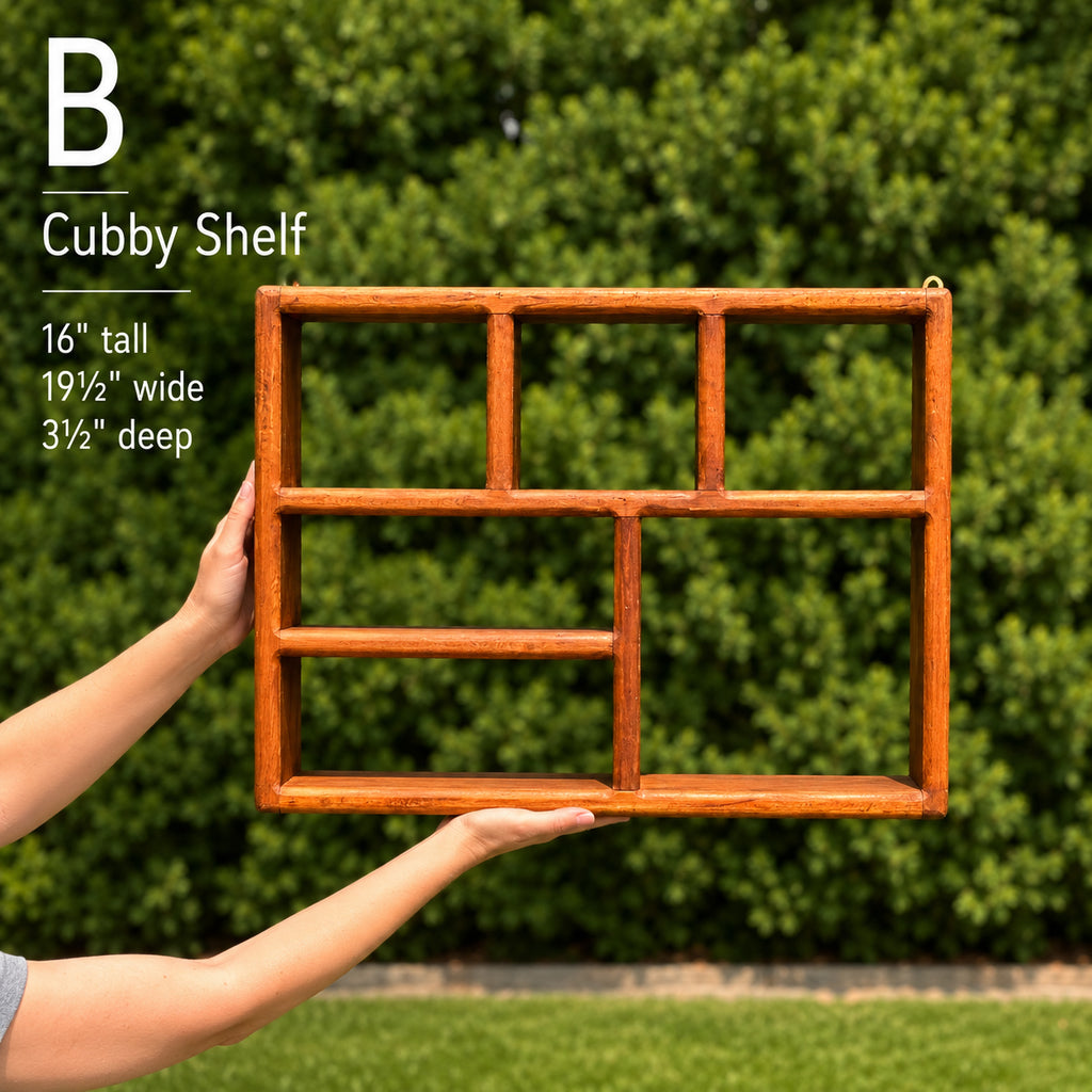 Vintage Wooden Wall Cubby Shelf Display Shelf Shadow Box Curio Shelf