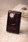 Antique Tortoiseshell Calling Card Case with Timepiece | 19th Century