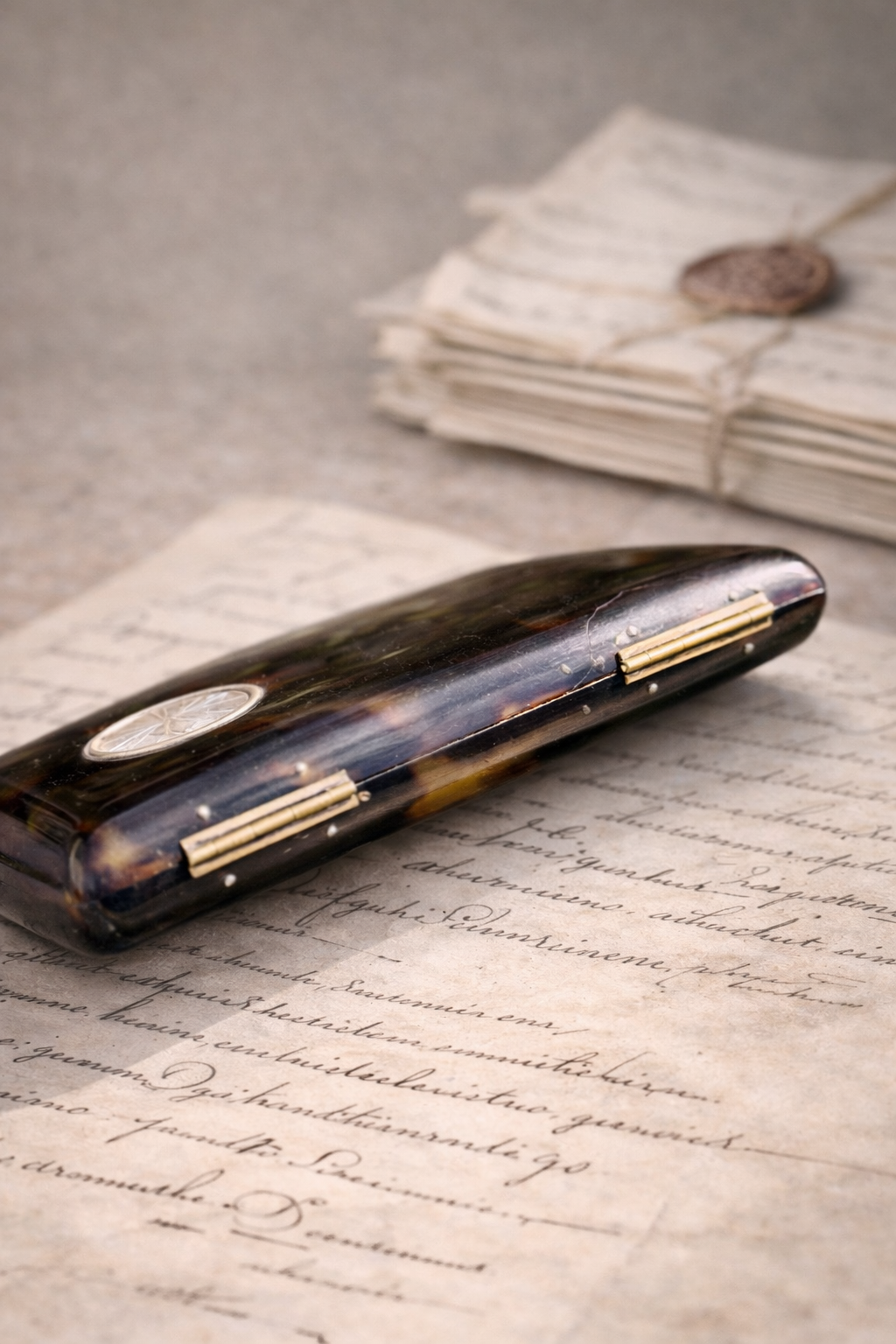 Antique Tortoiseshell Calling Card Case with Timepiece | 19th Century