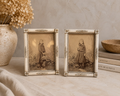 Antique 1890s Ornate White Hanging & Easel Photo Frames with Cabinet Cards (Set of 2)