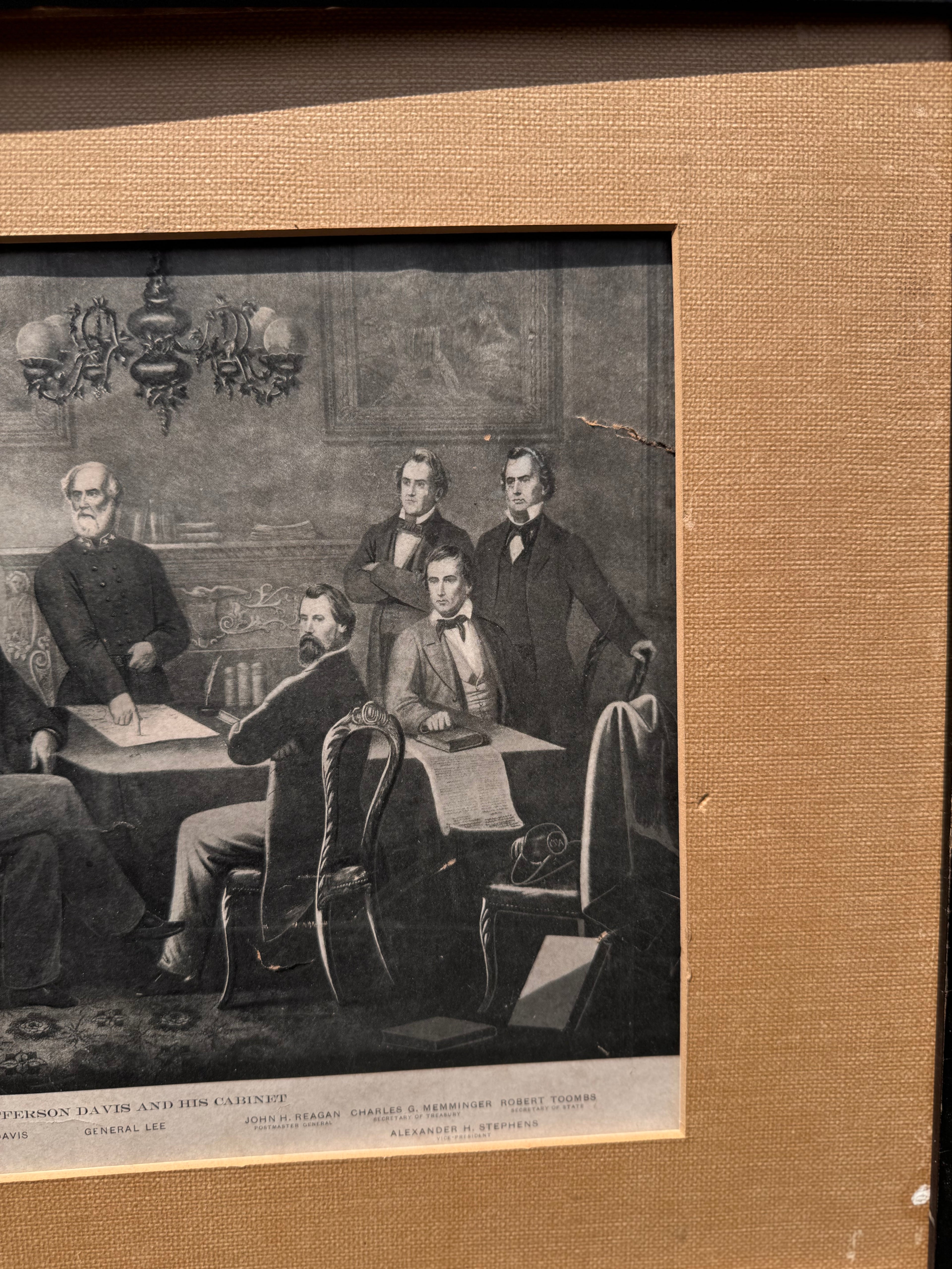 Antique 1904 “Jefferson Davis and His Cabinet” Framed Print