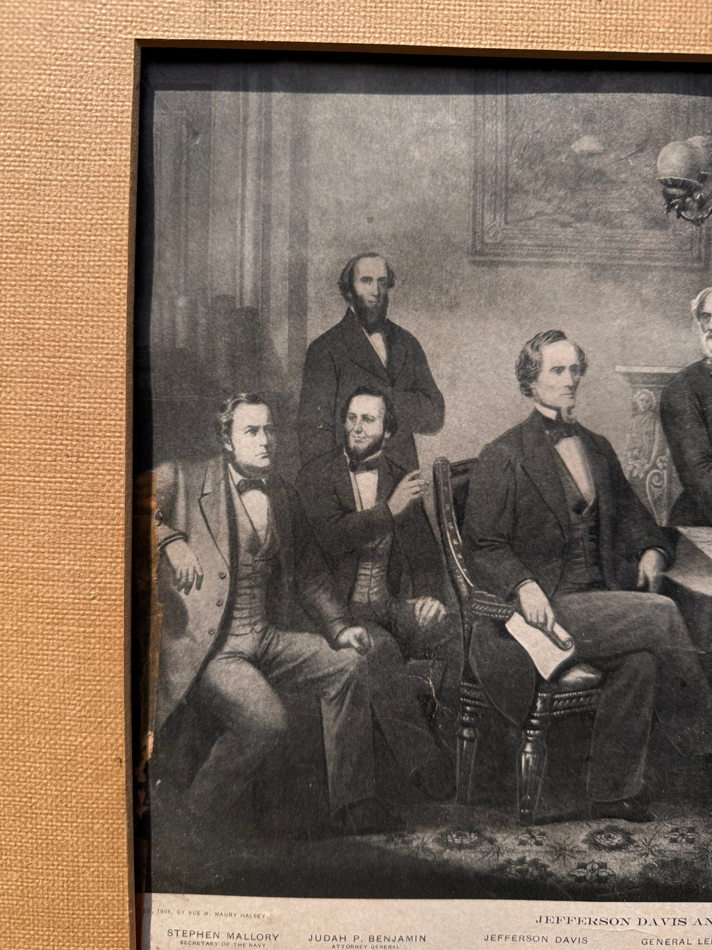 Antique 1904 “Jefferson Davis and His Cabinet” Framed Print