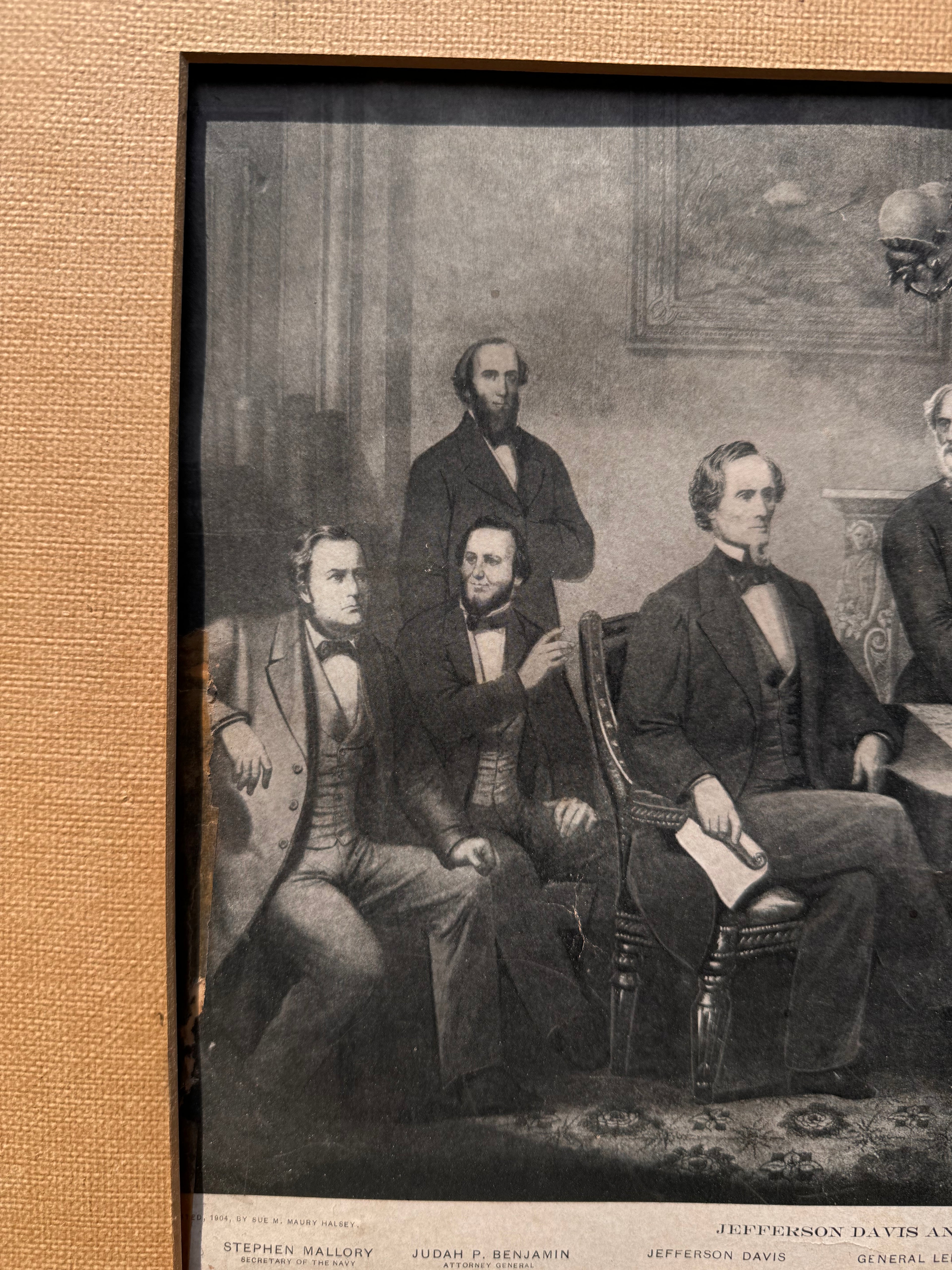 Antique 1904 “Jefferson Davis and His Cabinet” Framed Print