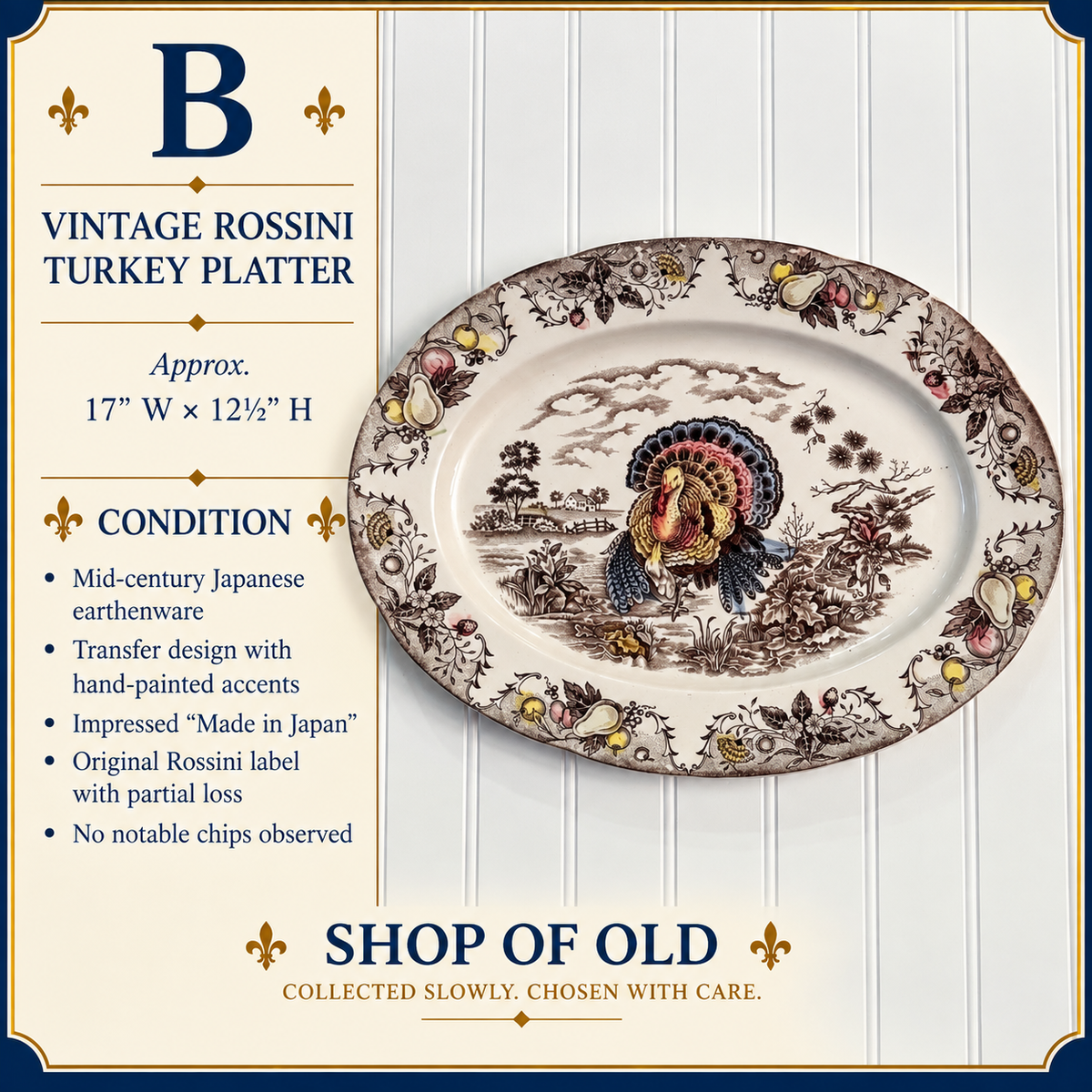 Vintage Mid-Century Rossini Turkey Platter | Made in Japan