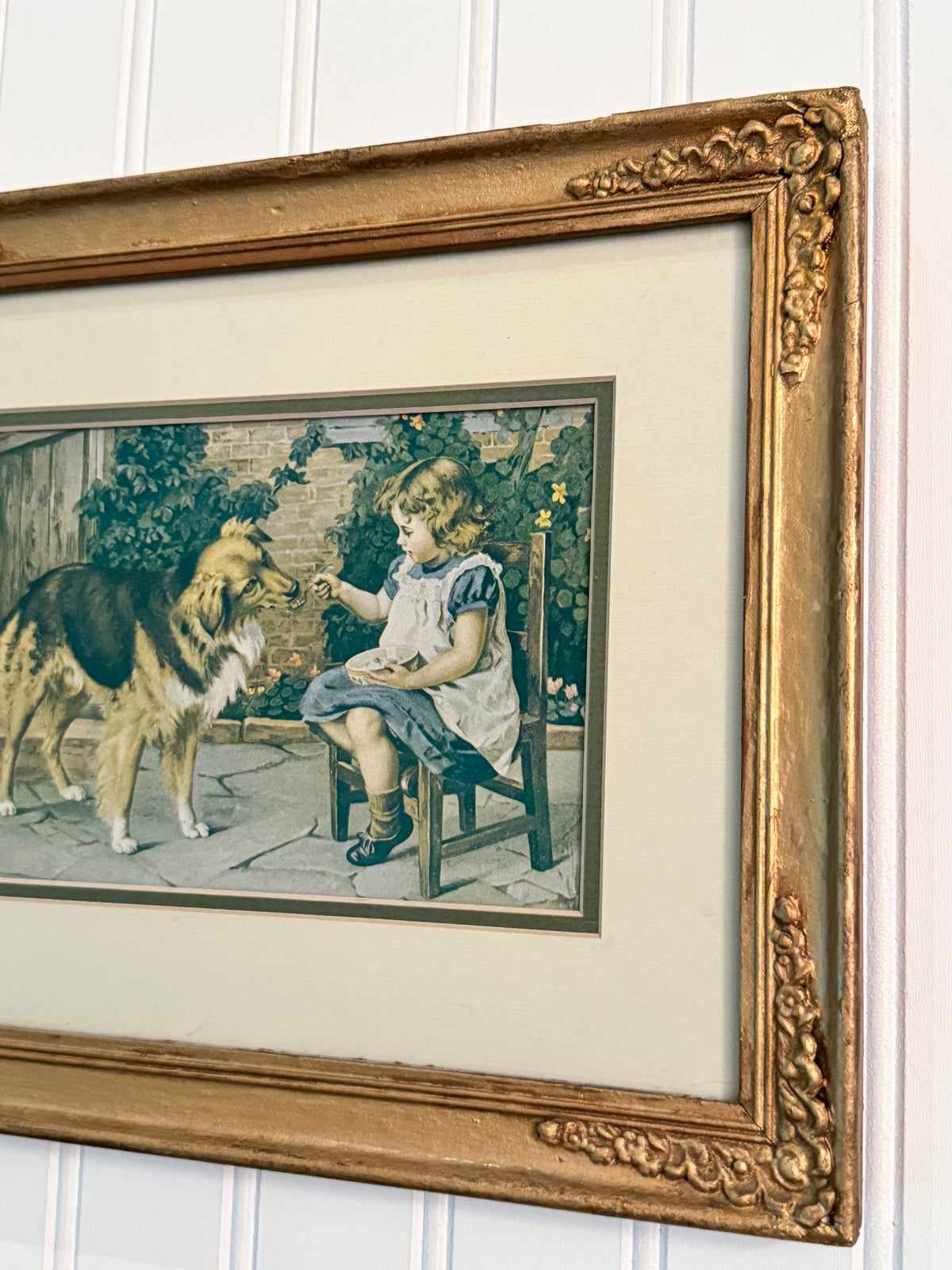 Vintage “Turn About Is Fair Play” Framed Print | Girl & Collie Dog Art