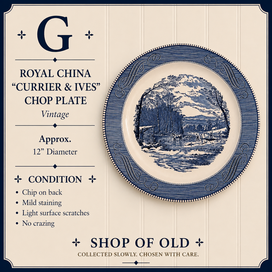 Royal China “Currier & Ives” Chop Plate | Getting Ice | 12”