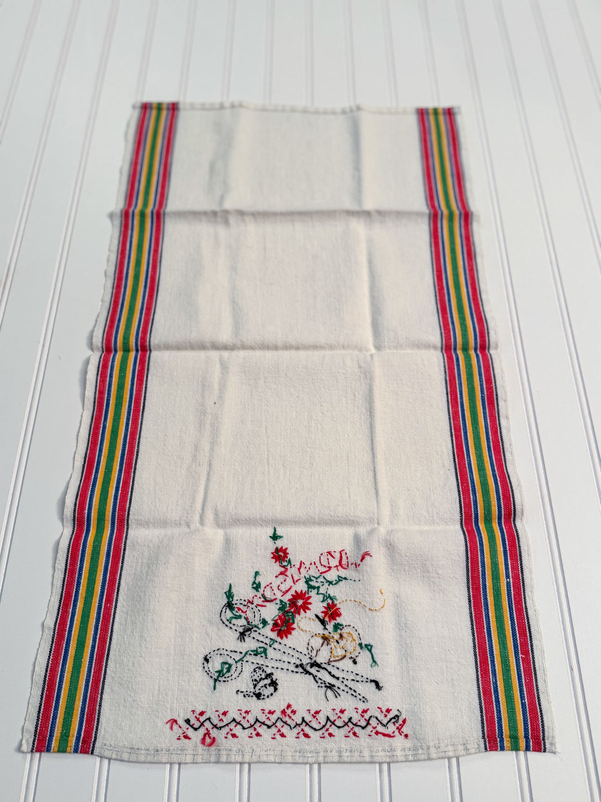 Vintage Days-of-the-Week Embroidered Kitchen Towels | Set of 5