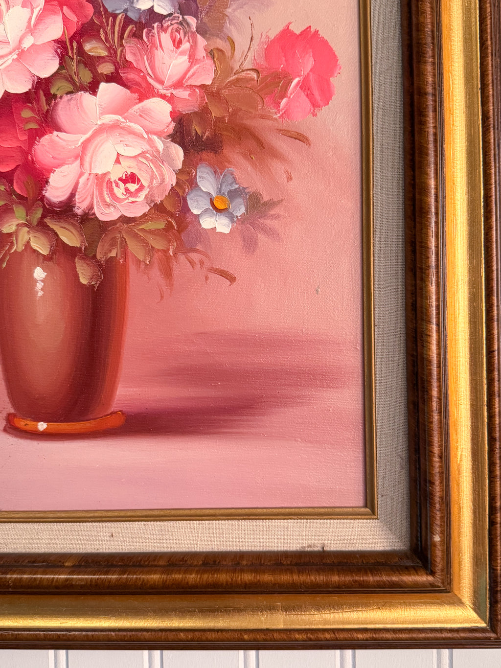 Signed Robert Cox Floral Oil Painting on Canvas | Vintage Gilt Wood Frame