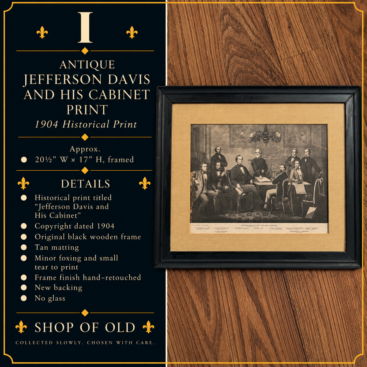 Antique Jefferson Davis and His Cabinet Framed Print | 1904 Historical Americana