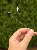 Victorian Black Glass Pearl Hat Pin | 9”