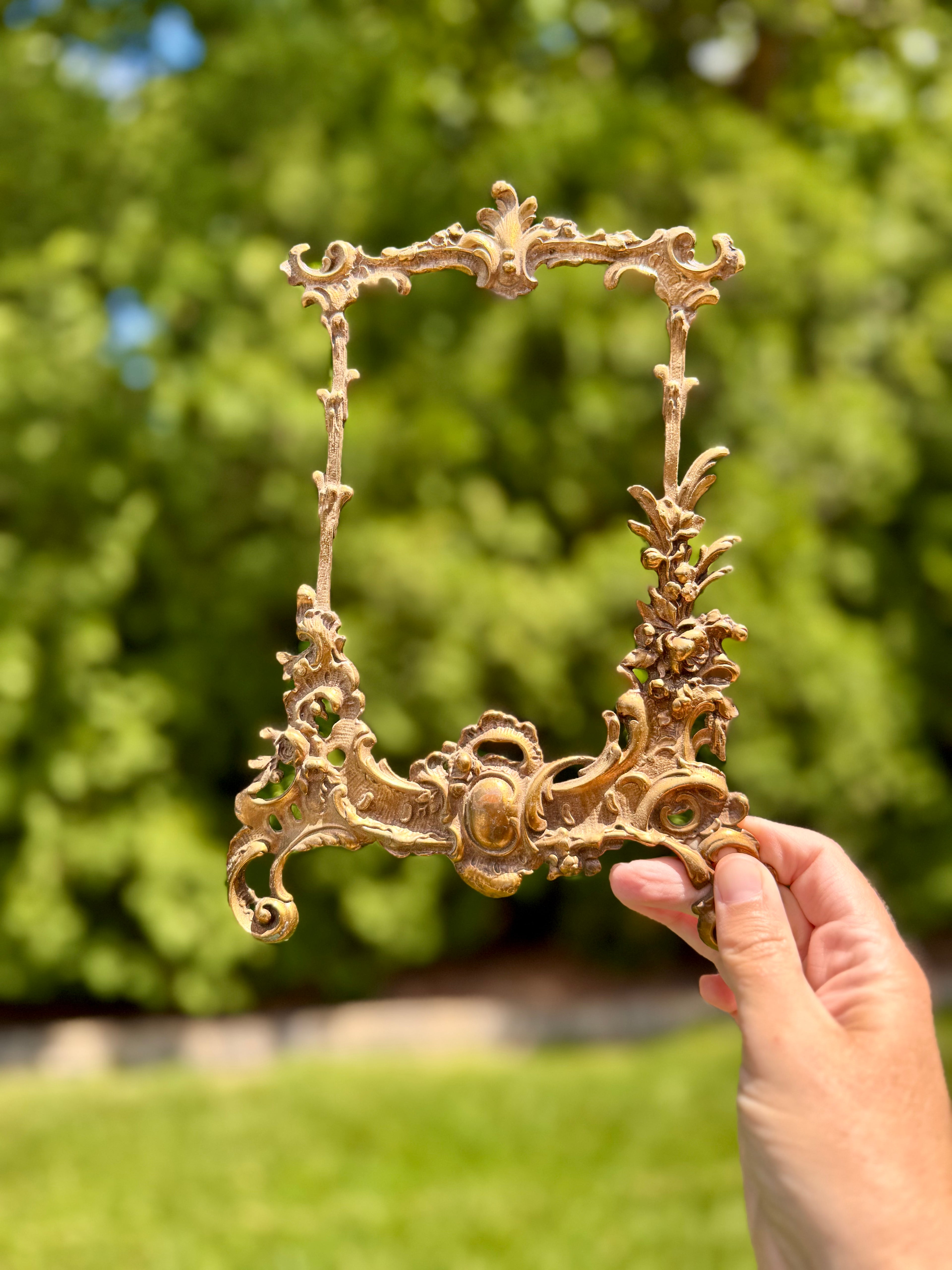Antique French Ormolu Clock Front Frame | Rococo Gilt Bronze Mount | Architectural Fragment