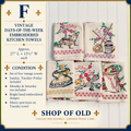 Vintage Days-of-the-Week Embroidered Kitchen Towels | Set of 5