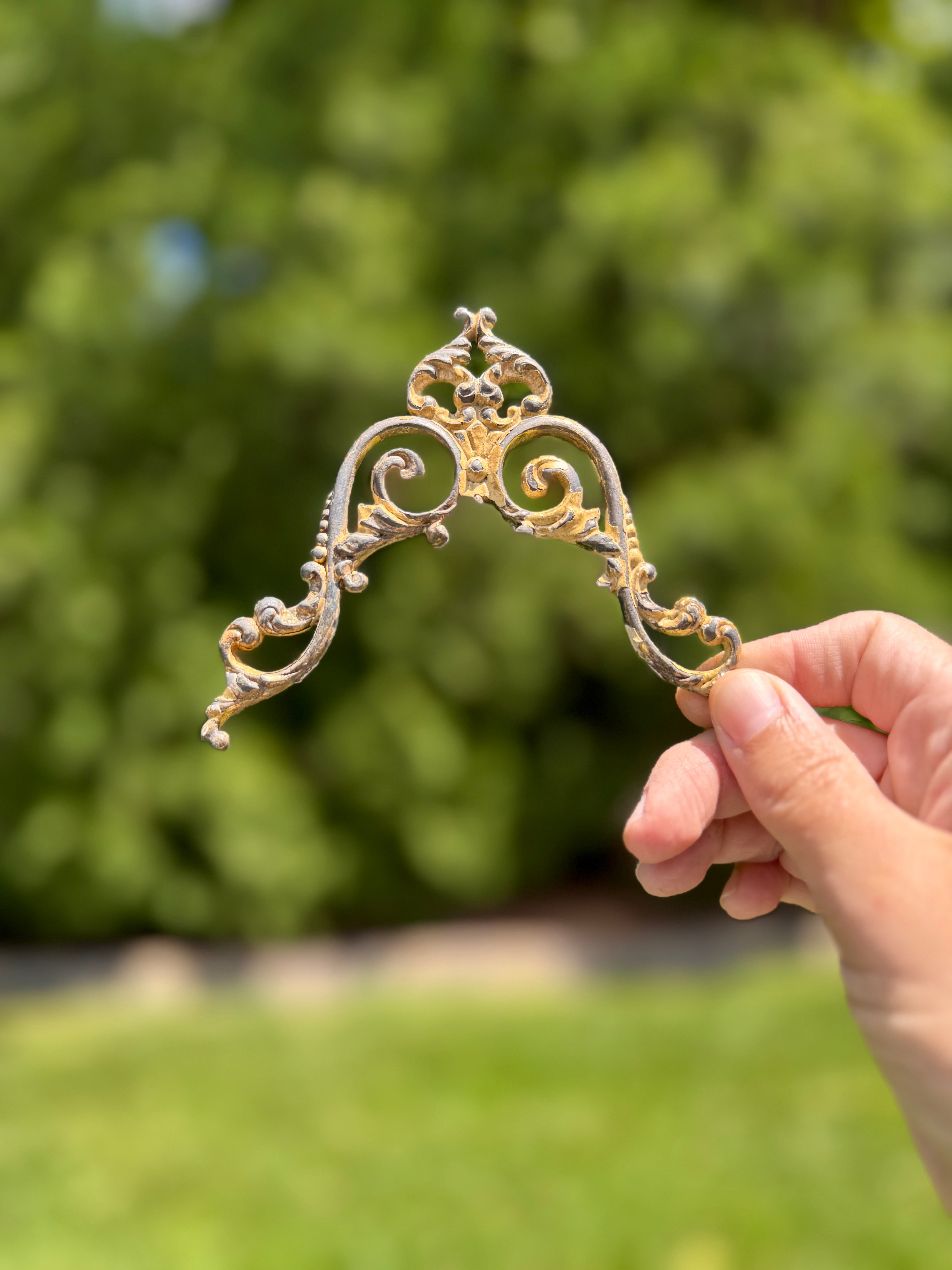 Antique French Ormolu Clock Pediment Fragment | Gilt Bronze Architectural Salvage