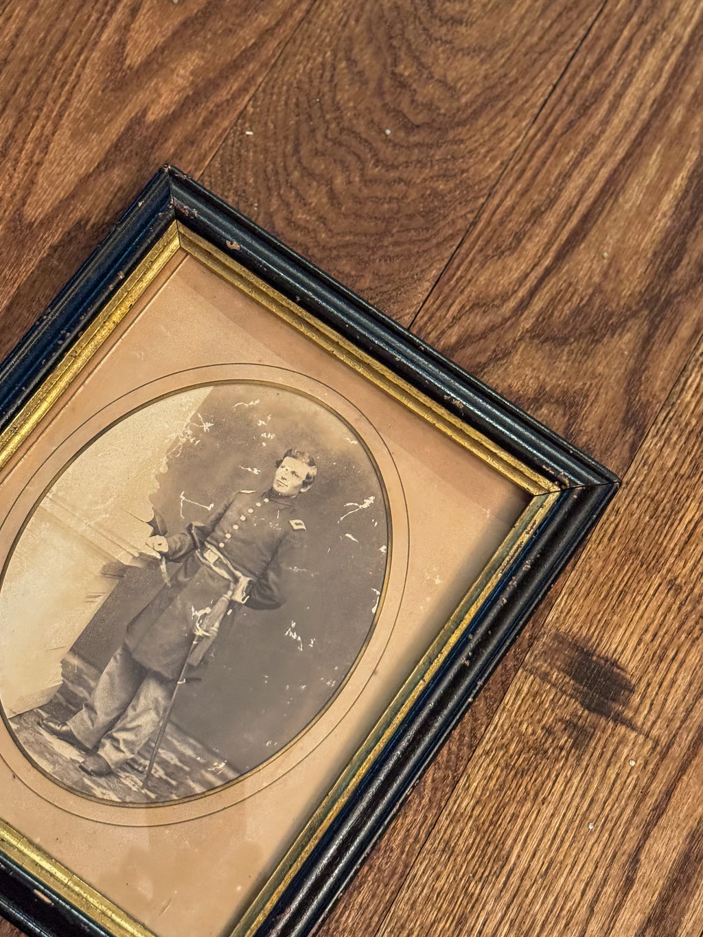 Antique Civil War Soldier Photographic Reproduction | Framed Cabinet Card Portrait