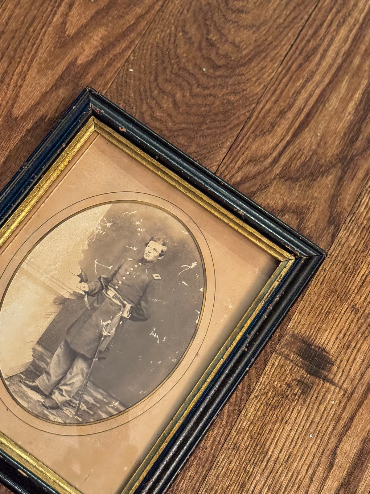 Antique Civil War Soldier Photographic Reproduction | Framed Cabinet Card Portrait