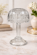 Sculptural Pressed Glass Fairy Lamp on Pedestal