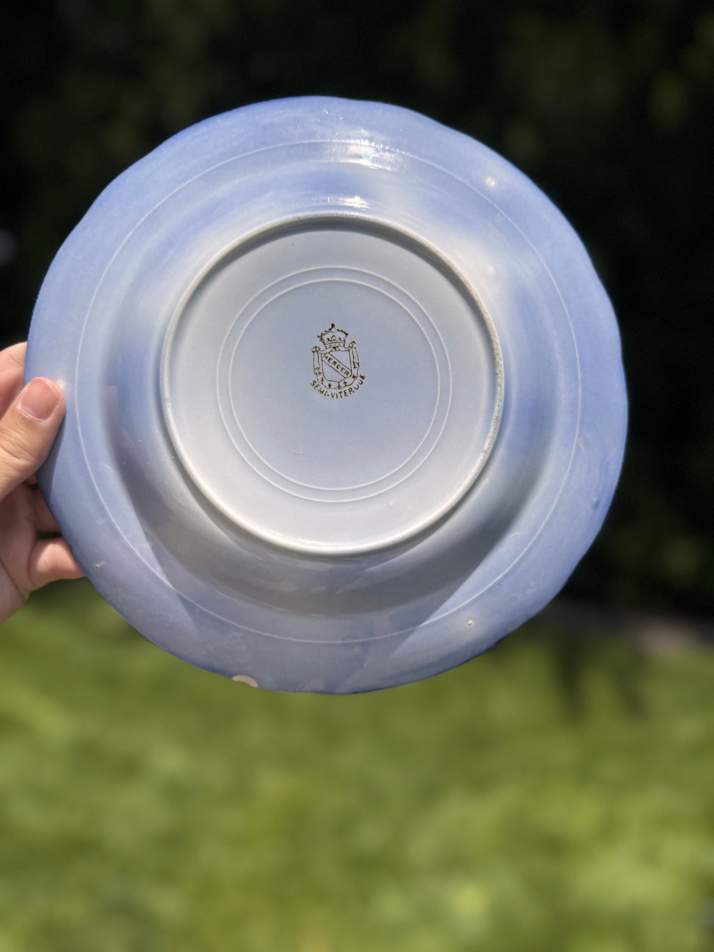 Antique Mercer Pottery Flow Blue Soup Plate | England | 9 Inch