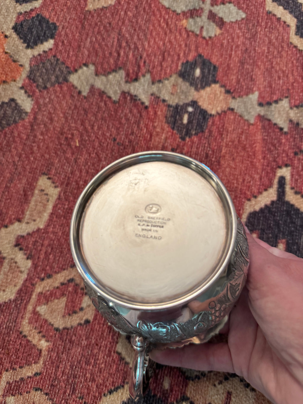 English Old Sheffield Reproduction Silverplate Creamer & Sugar Bowl with Dragon Handles