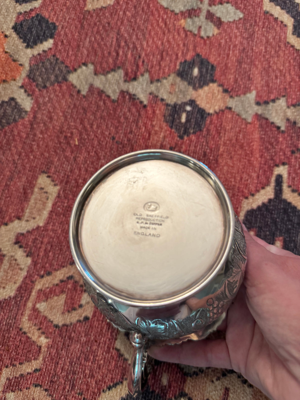 English Old Sheffield Reproduction Silverplate Creamer & Sugar Bowl with Dragon Handles
