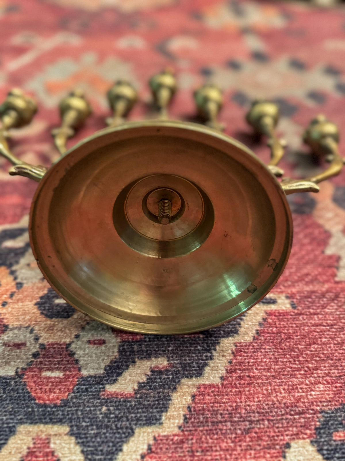 Vintage Solid Brass 7-Branch Tulip Menorah | Adjustable Swivel-Arm Design