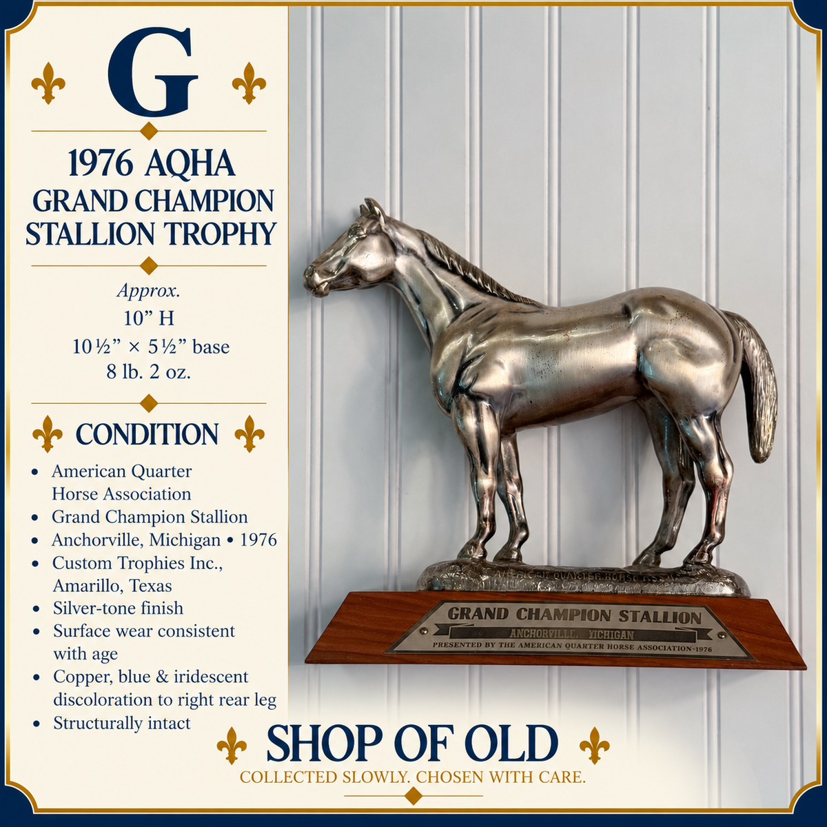 Vintage 1976 AQHA Grand Champion Stallion Trophy | American Quarter Horse Association