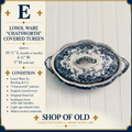 Antique Losol Ware Chatsworth Covered Tureen | Keeling & Co. English Blue Transferware