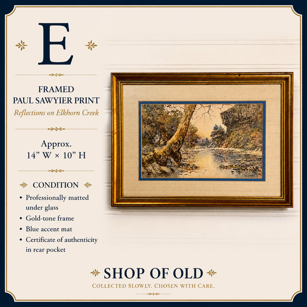 Framed Paul Sawyier Reflections on Elkhorn Creek Print | Matted Kentucky Landscape