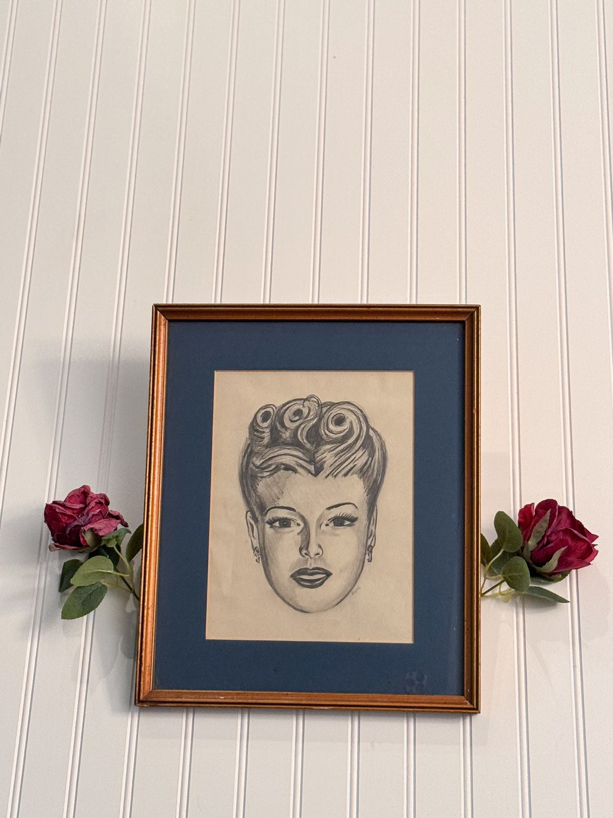 Vintage Portrait Sketch Attributed to Jo Coulter, Signed JWC | Nashville Country Music History