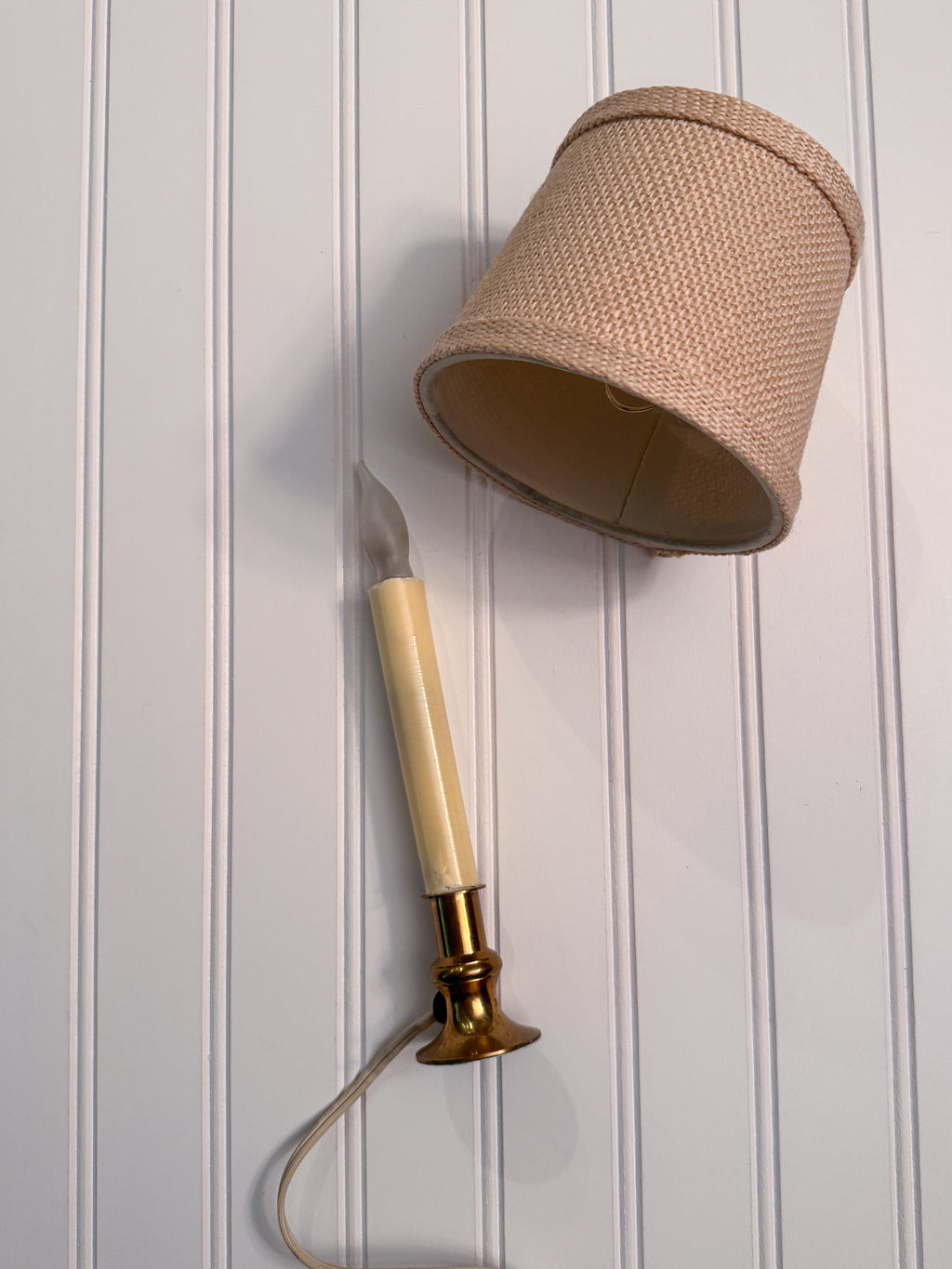 Vintage Miniature Accent Lamp with Cream Glass Shade | Brass-Tone Base
