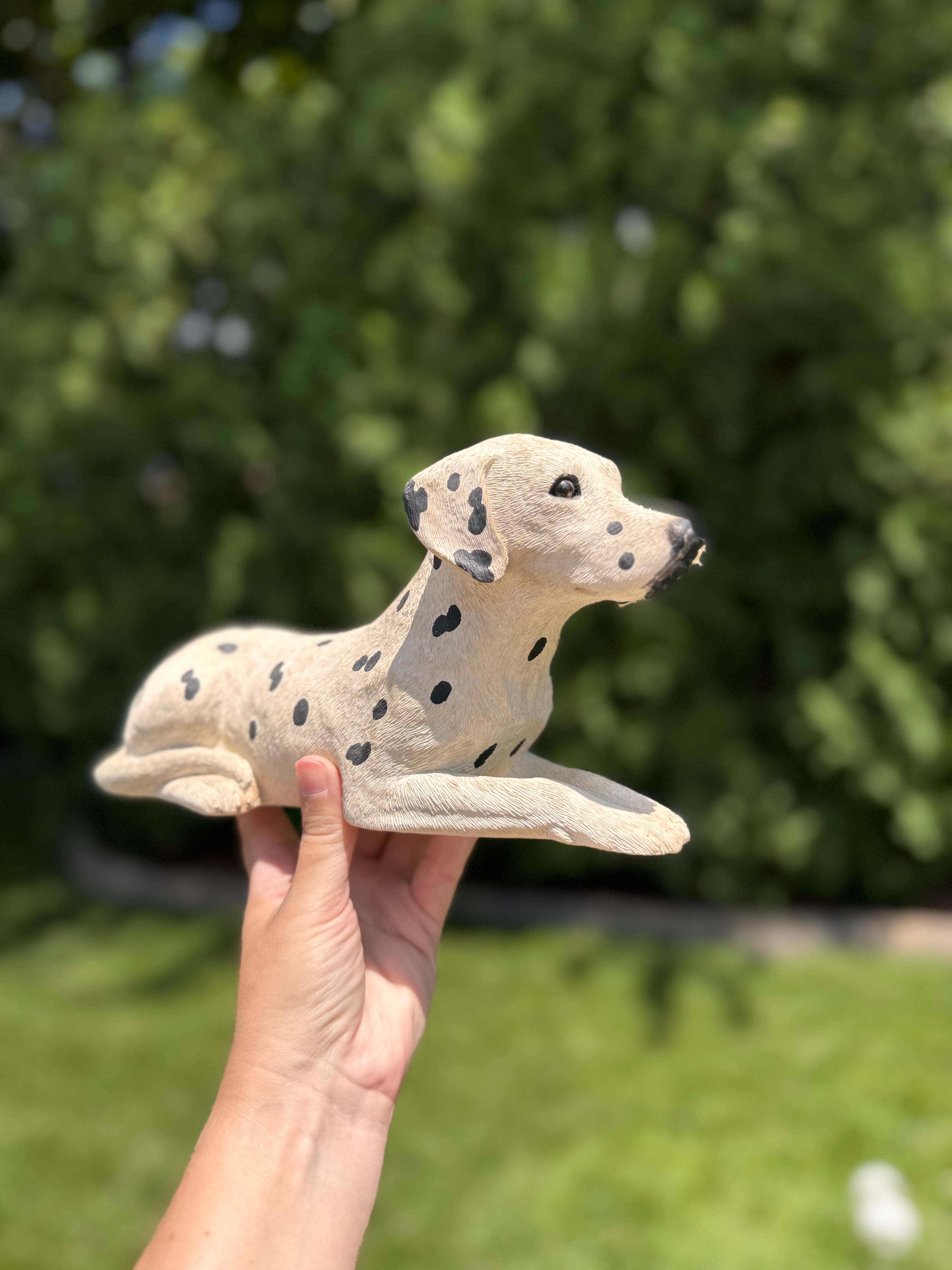 Vintage Sandicast Dalmatian Figurine | Mid-Century Modern Resin Dog Sculpture | 10”
