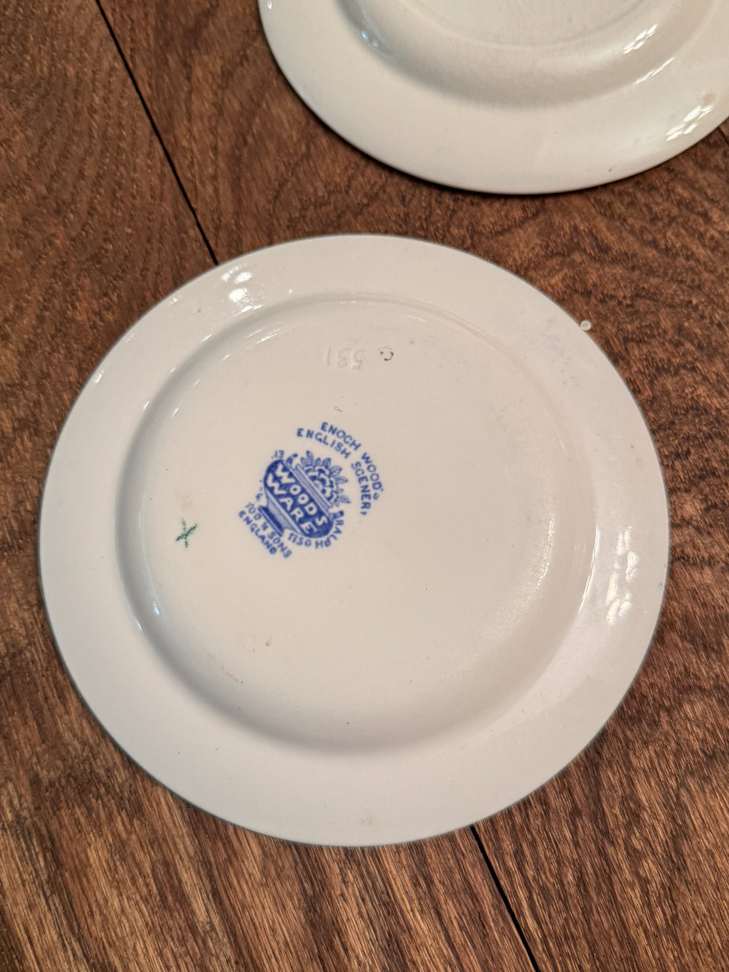 Vintage Woods Ware English Scenery Blue Transferware Saucers | Set of 4