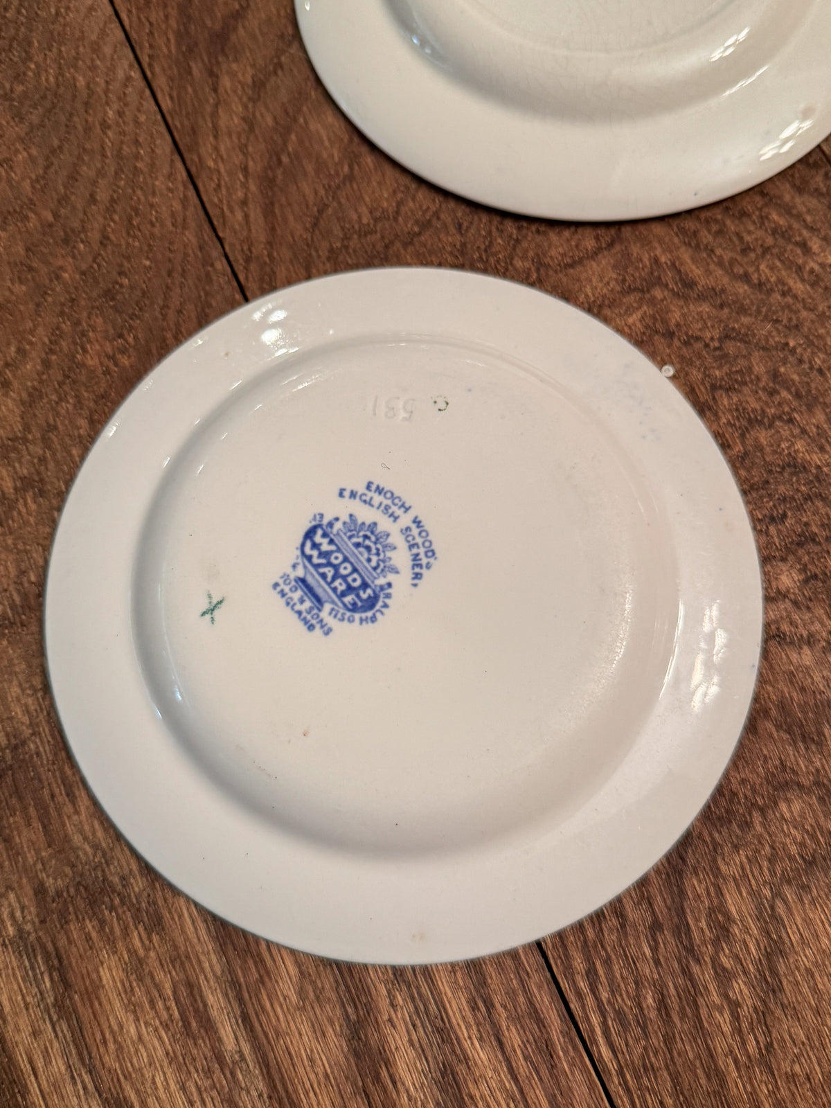 Vintage Woods Ware English Scenery Blue Transferware Saucers | Set of 4