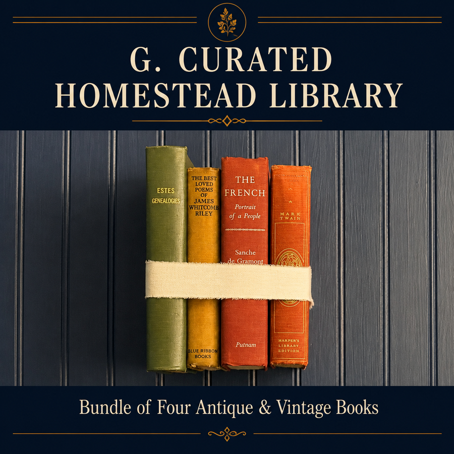 Curated Homestead Library | Bundle of Four Antique & Vintage Clothbound Books