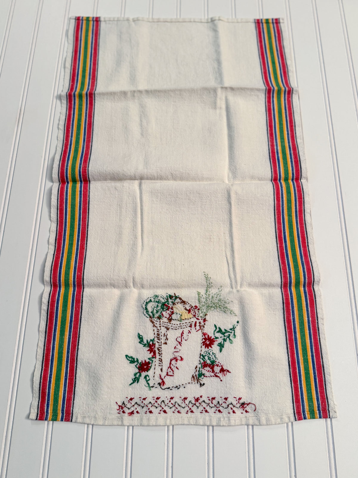 Vintage Days-of-the-Week Embroidered Kitchen Towels | Set of 5