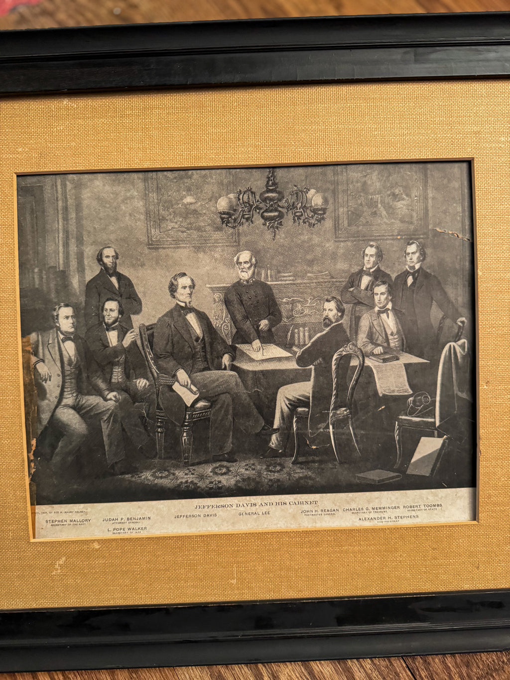 Antique Jefferson Davis and His Cabinet Framed Print | 1904 Historical Americana