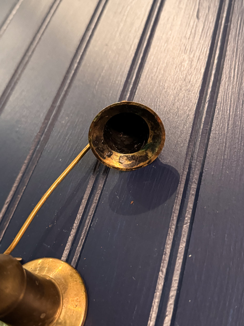 Vintage Brass Colonial Candlestick with Hanging Snuffer | Solid Brass Taper Holder | English Colonial Style