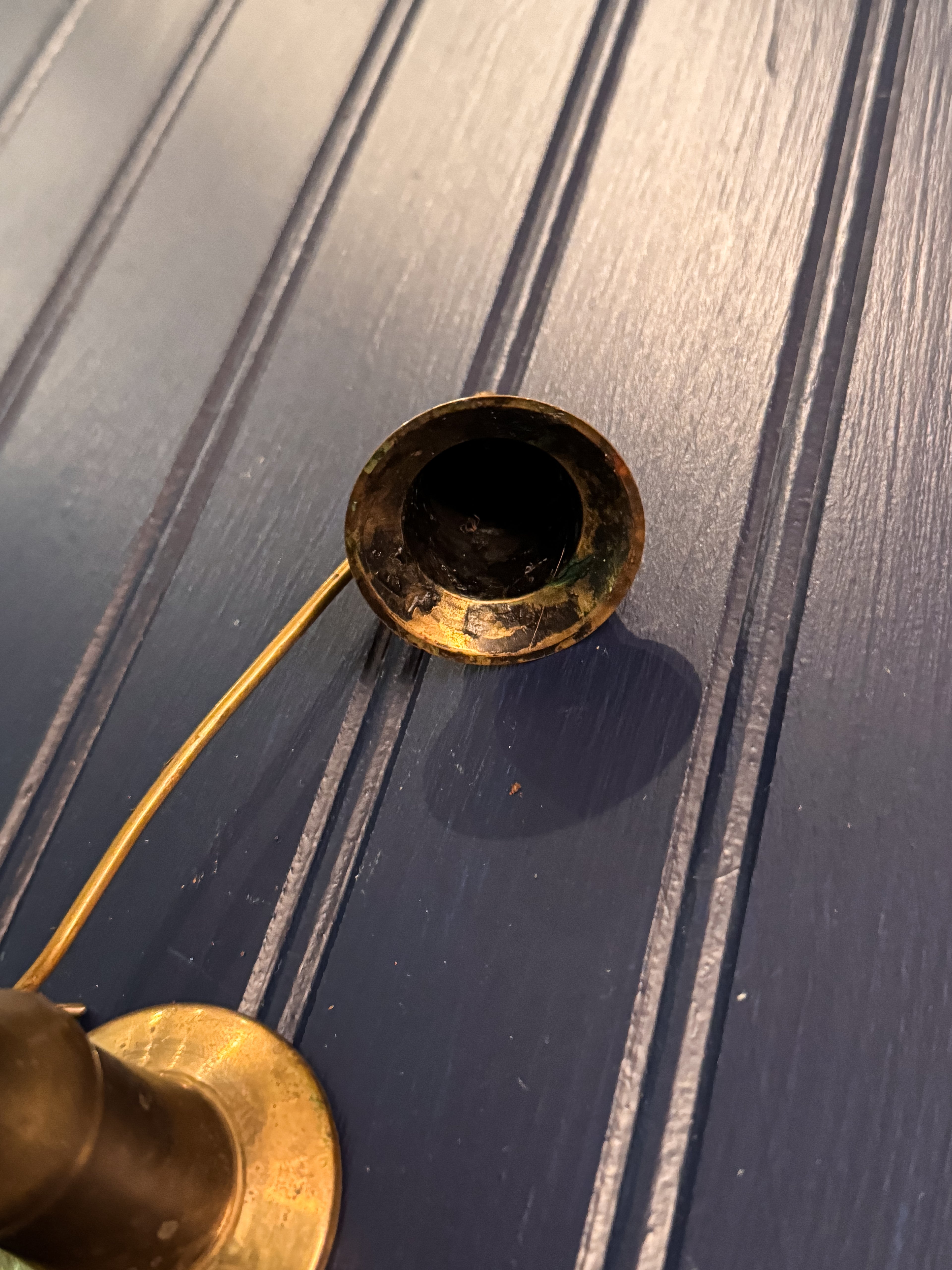 Vintage Brass Colonial Candlestick with Hanging Snuffer | Solid Brass Taper Holder | English Colonial Style