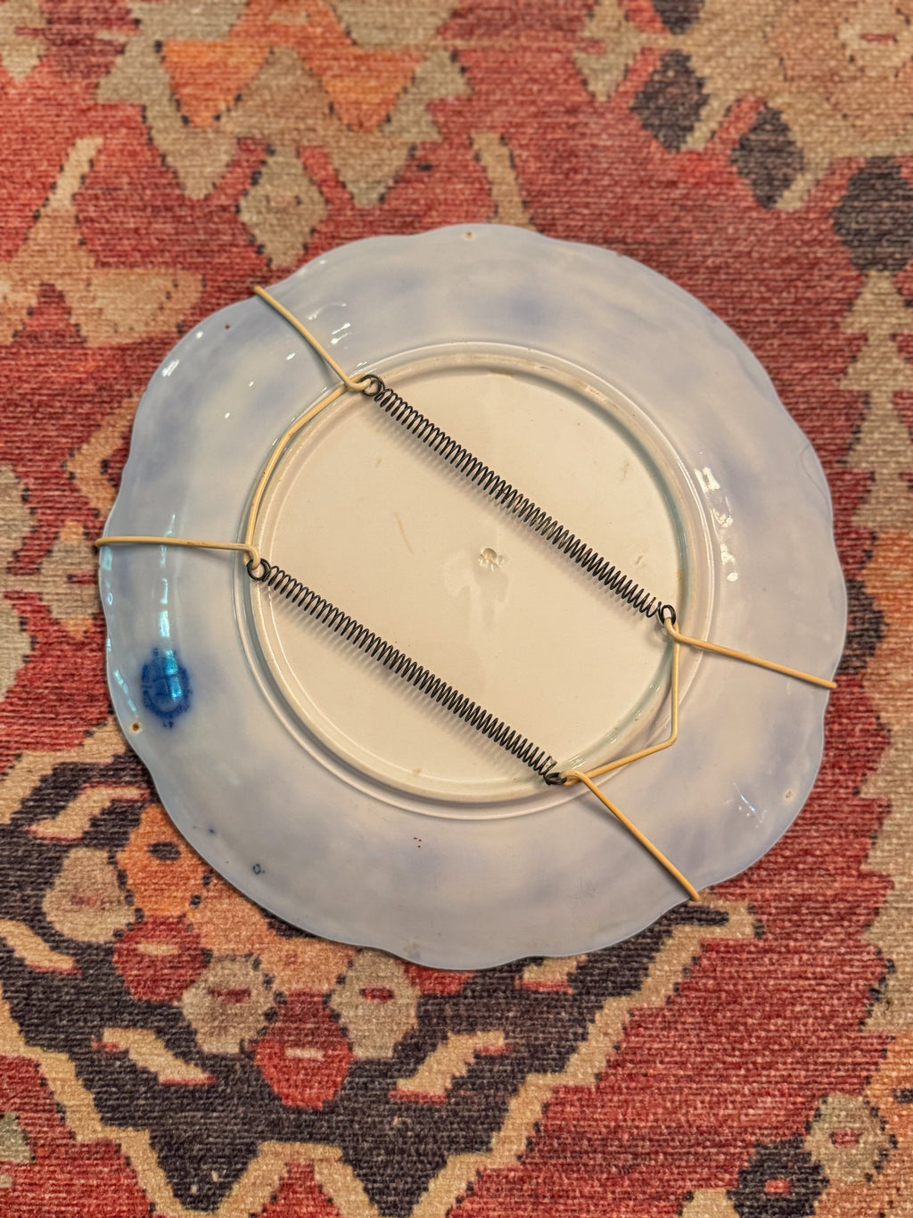 Antique W.H. Grindley Melbourne Flow Blue 10-Inch Plate with Wall Hanger | Victorian Staffordshire