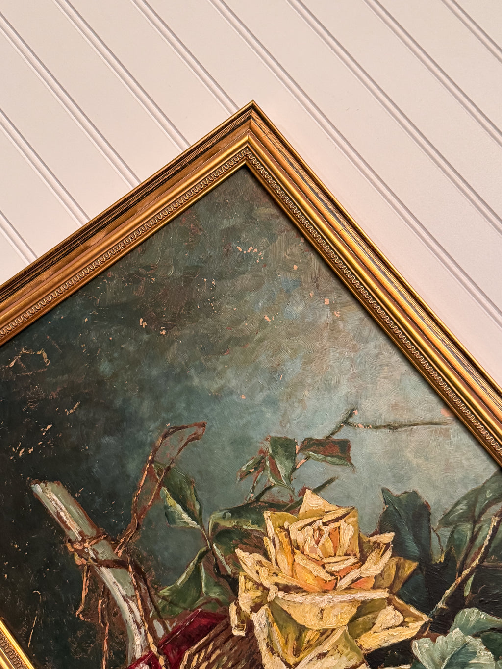 1901 Signed Oil on Board Still Life | Roses & Wine Bottle
