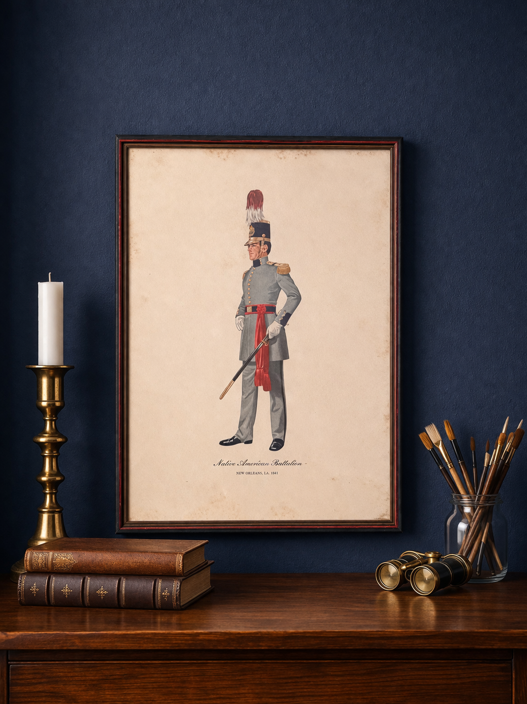 Set of 4 Framed Military Uniform Prints — Lexington, Norfolk, Charleston & New Orleans