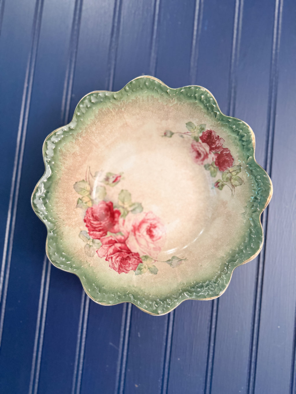 Antique La Belle China Victorian Rose Porcelain Bowl | Wheeling Pottery