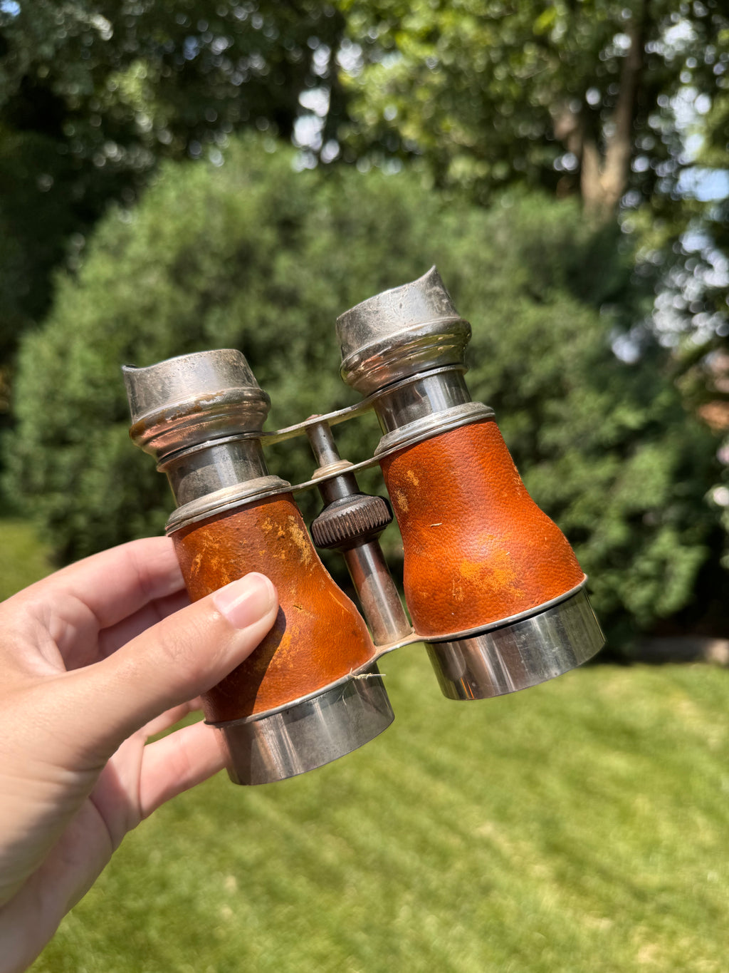 Antique Le Jockey Club Paris Opera Glasses with Leather Wrap