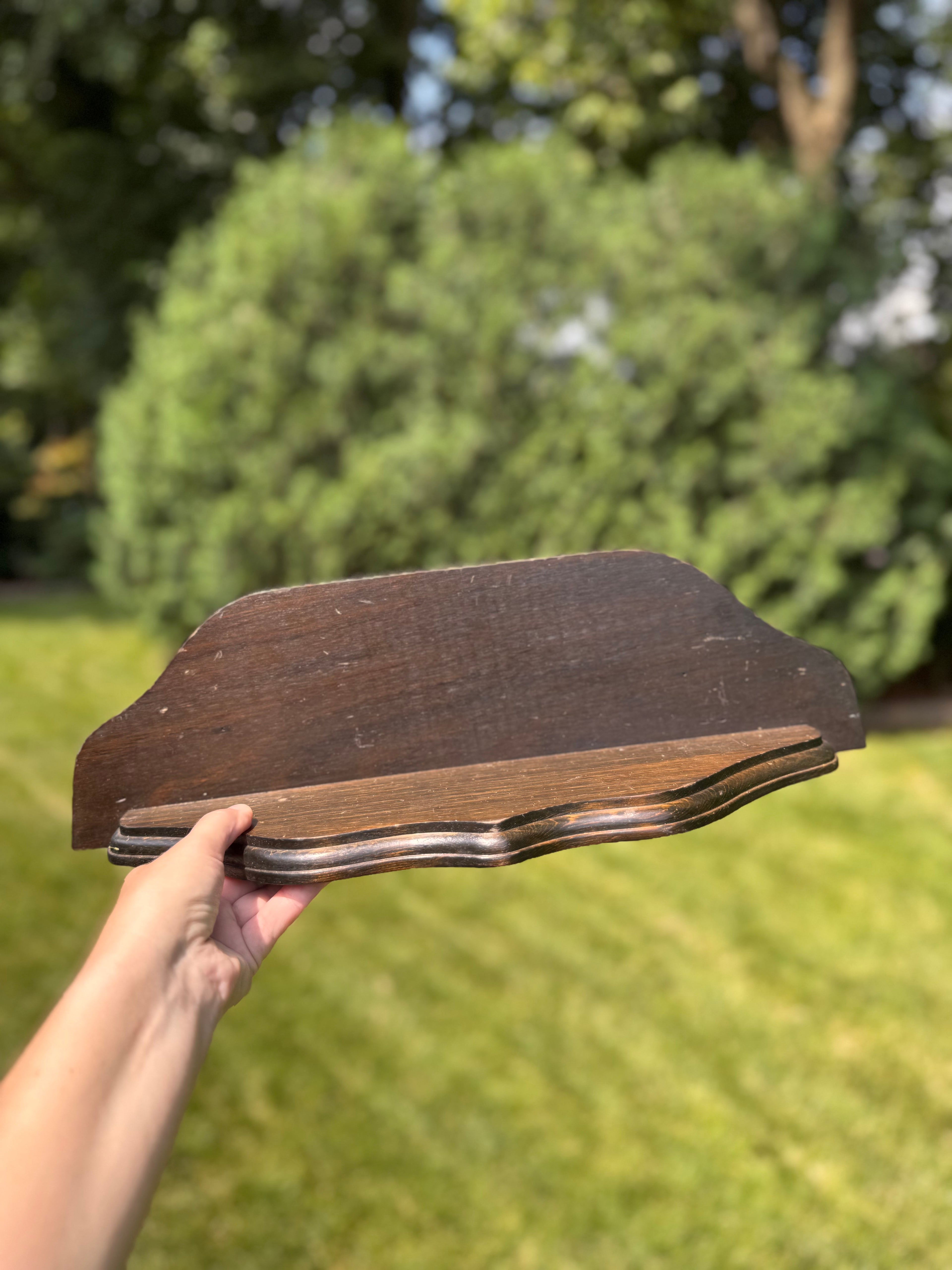 Vintage Wood Wall Shelf with Hanging Loops
