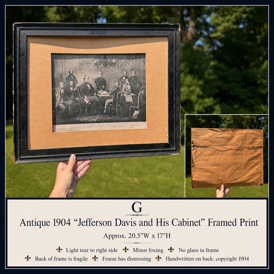 Antique 1904 “Jefferson Davis and His Cabinet” Framed Print