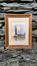 Original Big Ben London Watercolor | Framed English Cityscape | Signed “Likely Asierio”￼