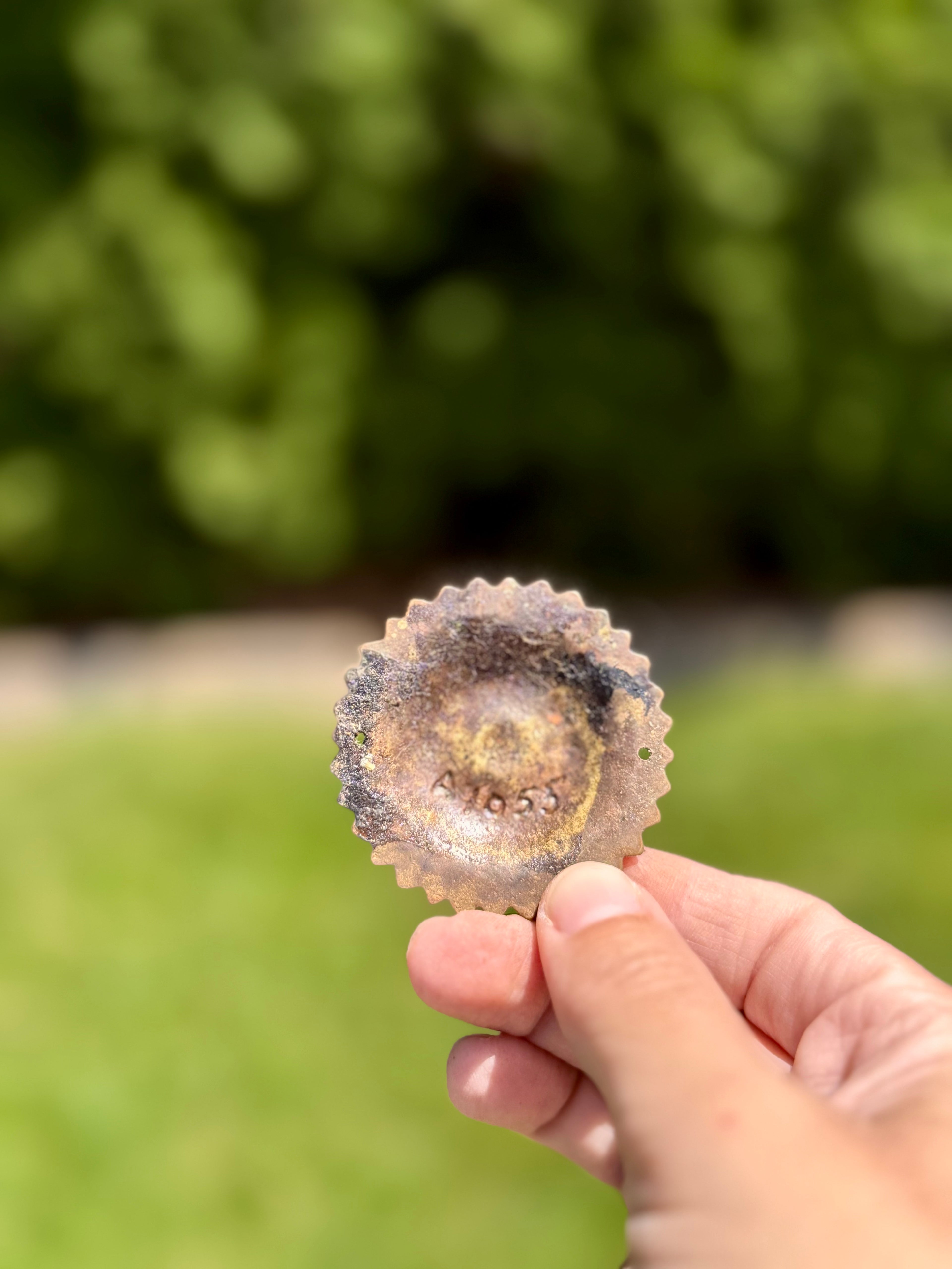 French Gilt Rosette Mount Signed “A 1055” | Salvaged Decorative Ormolu Fragment, 2”