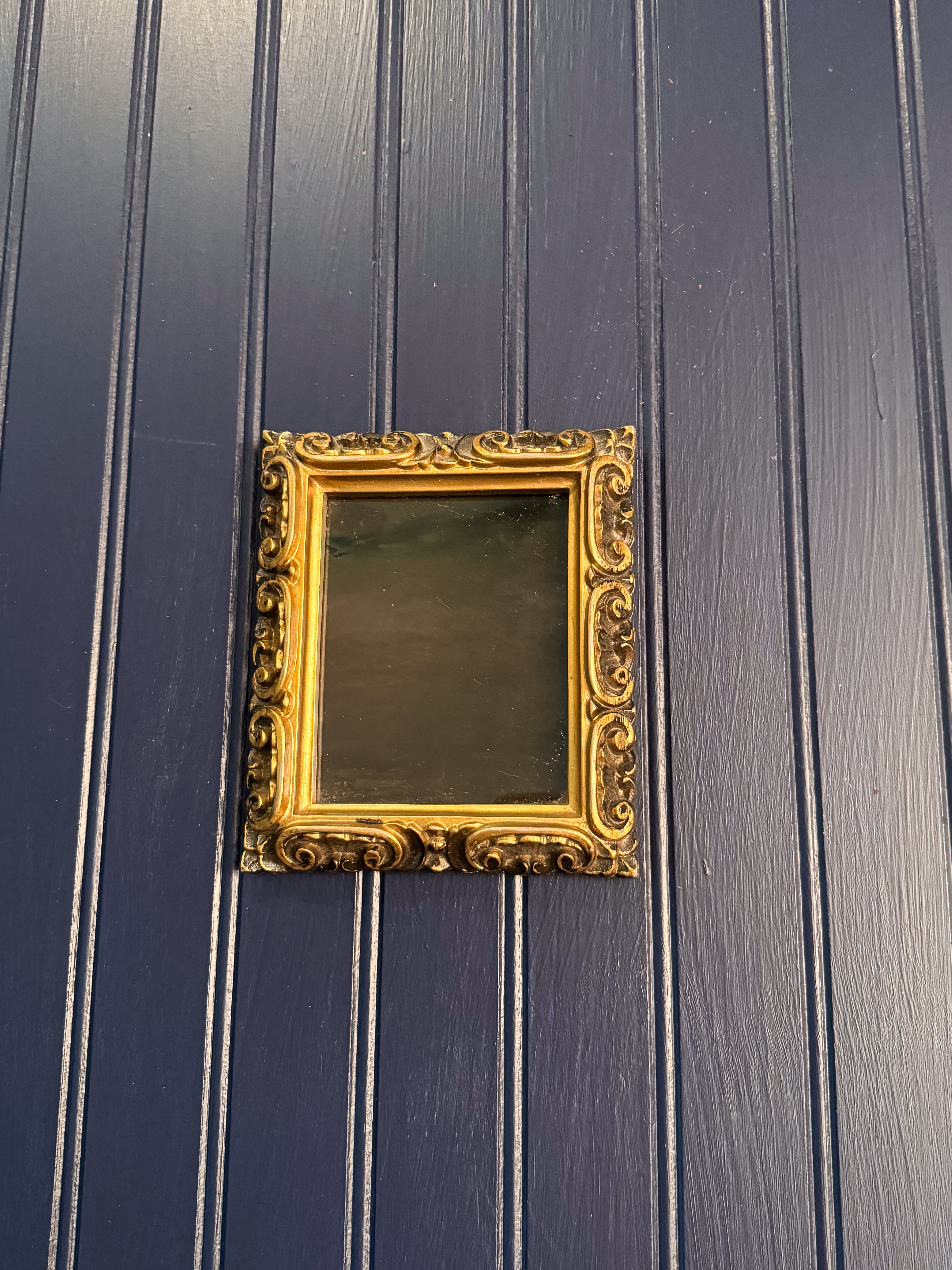 Ornate Resin Black Scrying Mirror | Gothic Revival Claude Mirror | Antiqued Gold Frame | Decorative Accent