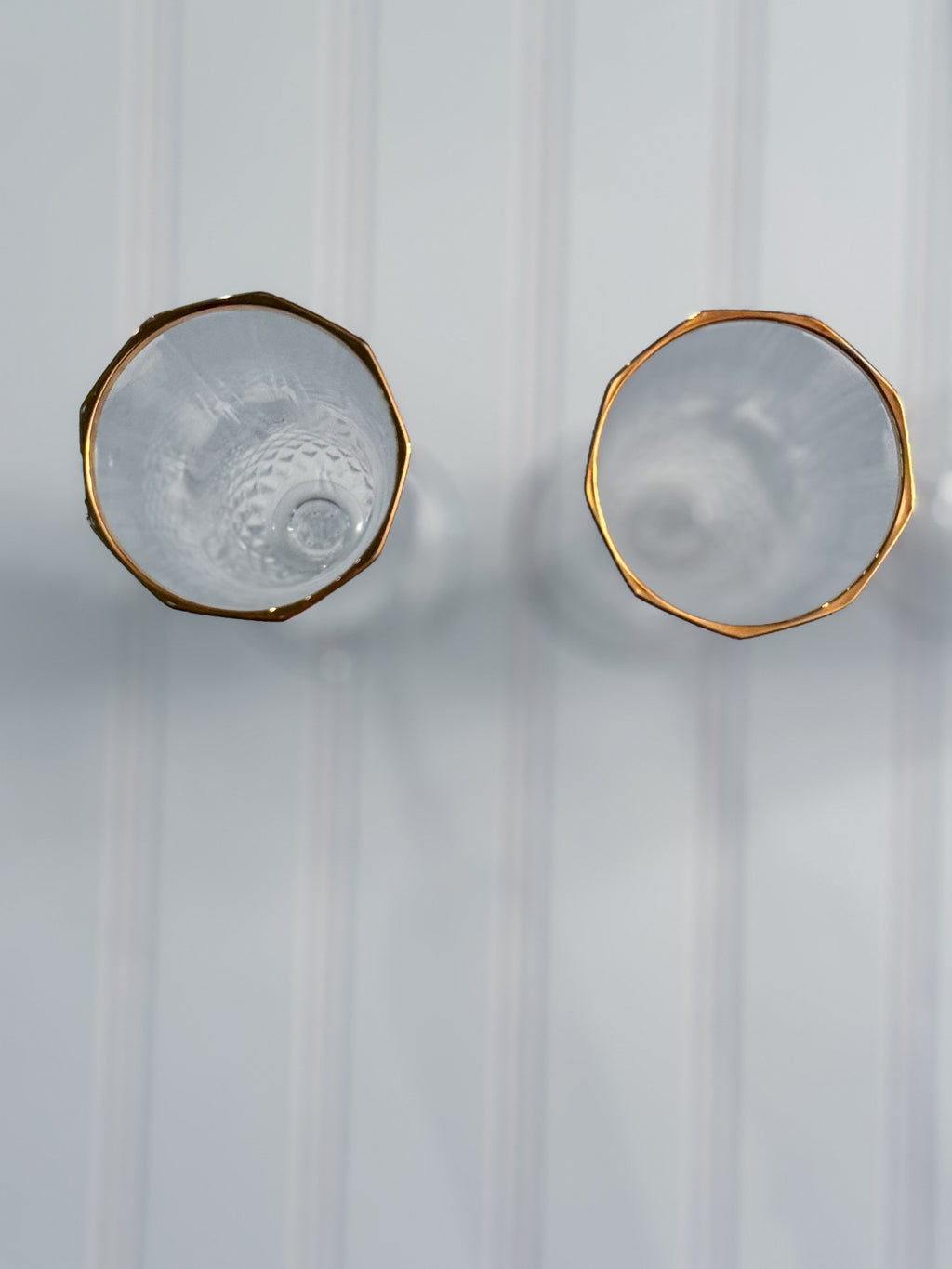 Vintage Gold-Rimmed Crystal Champagne Flutes, Set of 4 | Cut Crystal Stemware