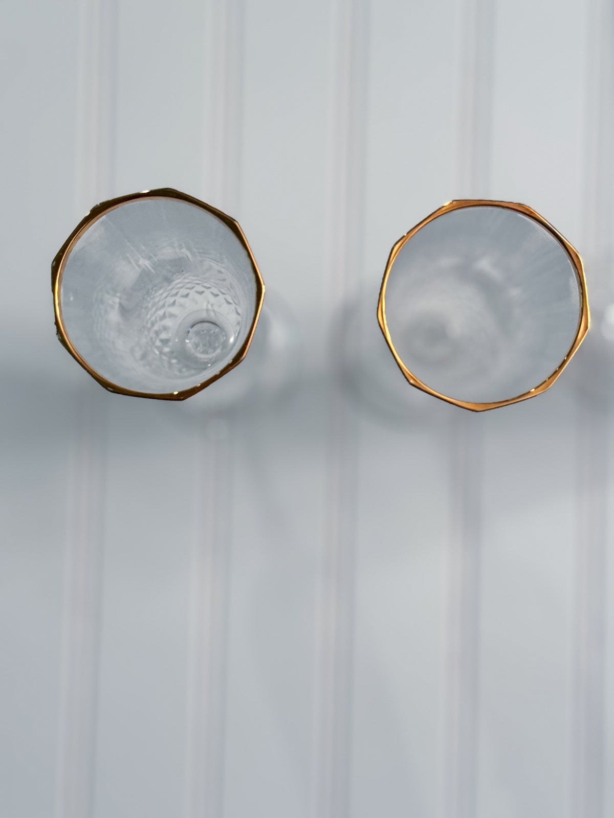 Vintage Gold-Rimmed Crystal Champagne Flutes, Set of 4 | Cut Crystal Stemware